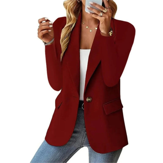 Women's linen open-front blazer jacket