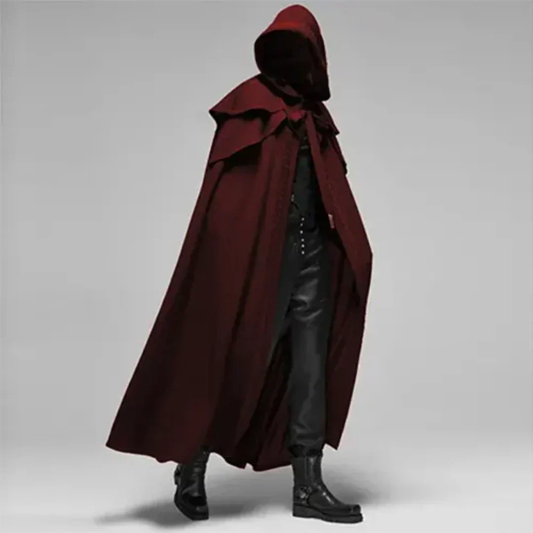 Men's Coat | Long Hooded Cloak Coat