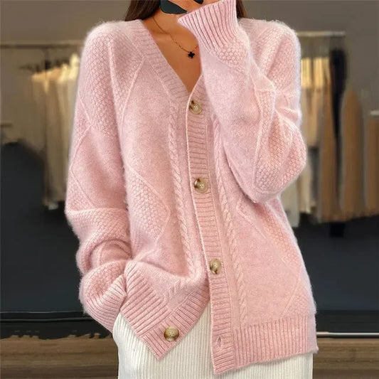 Women's buttoned cashmere-blend cardigan
