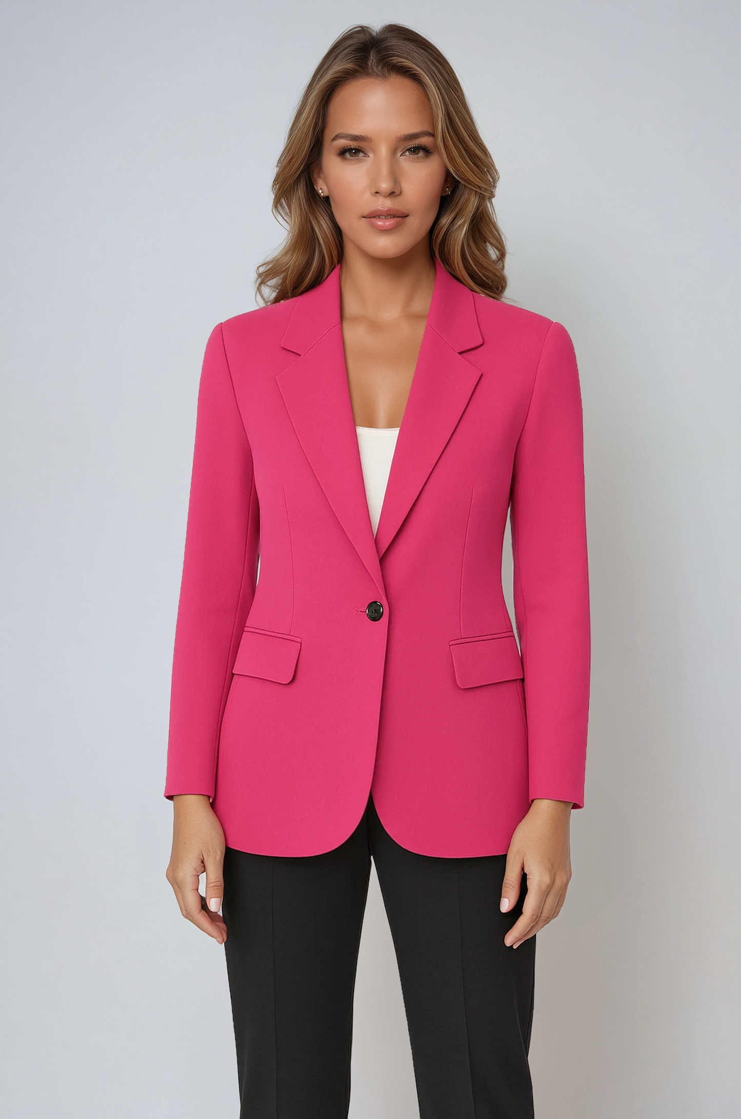 Linen Tailored Blazer | Elegant Single-Button Jacket