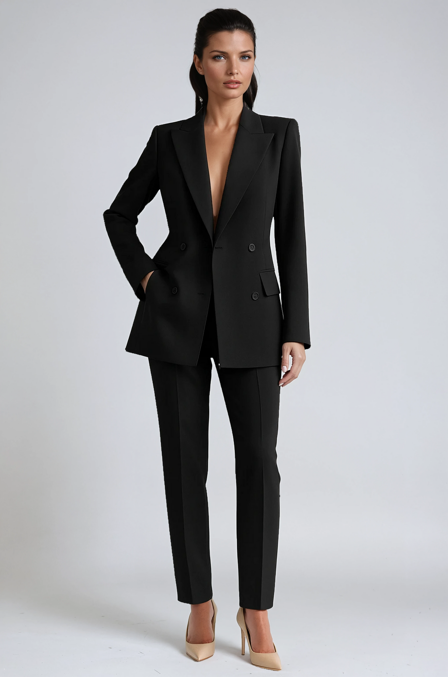 Linen Blazer Suit | Double-Breasted Two-Piece Set