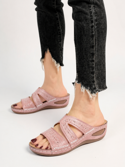 Women's Slide Sandals | Embroidered Slip-On Sandals