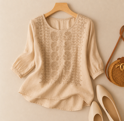 Floral Relaxed Blouse | Embroidered Everyday Top