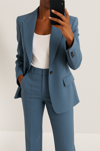 Women's tailored linen blazer and trouser suit set