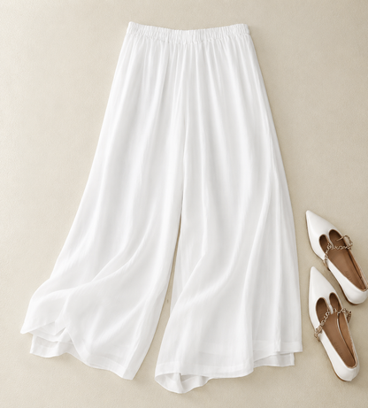 Linen Trousers | Elegant Loose Straight-Leg Pants