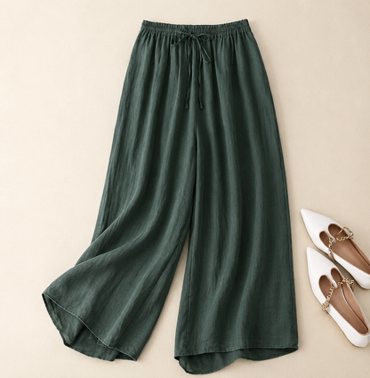 Linen Trousers | Elegant Loose Straight-Leg Pants