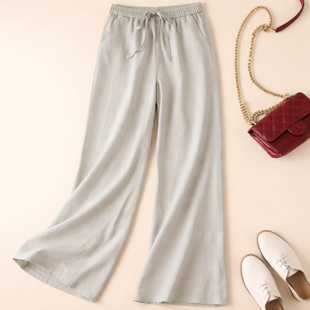 Cotton Drawstring Trousers | Relaxed Wide Pants