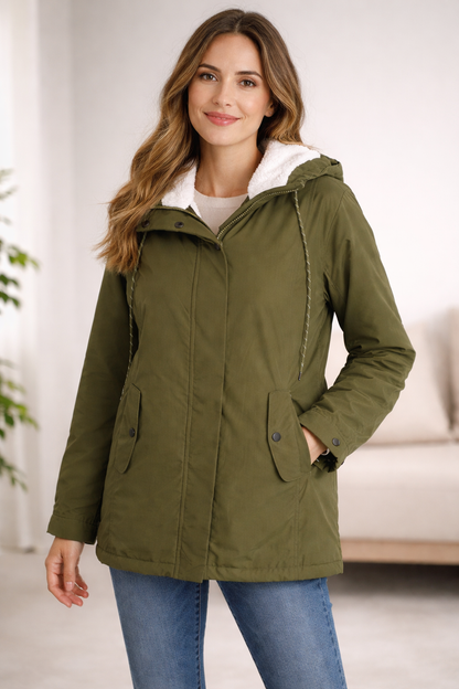 Winter Coat | Padded Hooded Mid-Length Coat