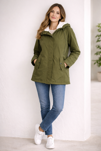 Winter Coat | Padded Hooded Mid-Length Coat