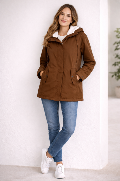 Winter Coat | Padded Hooded Mid-Length Coat