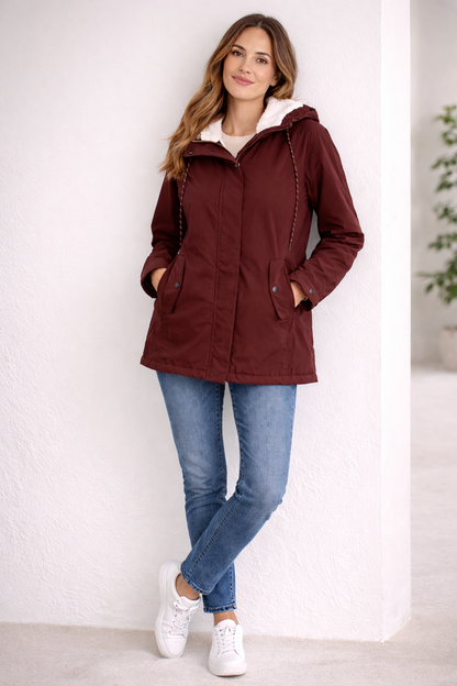 Winter Coat | Padded Hooded Mid-Length Coat