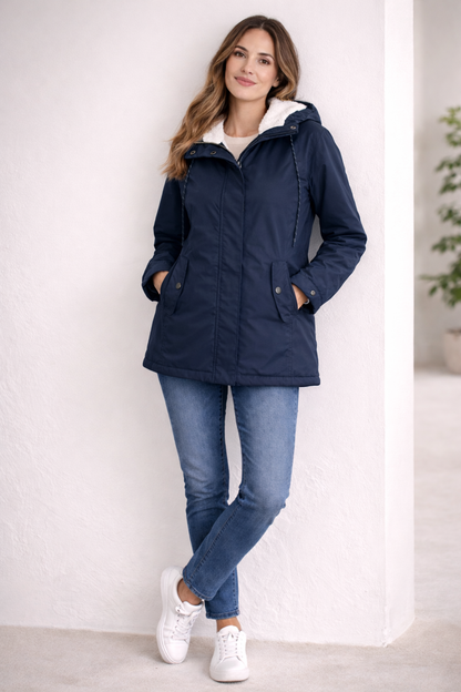 Winter Coat | Padded Hooded Mid-Length Coat