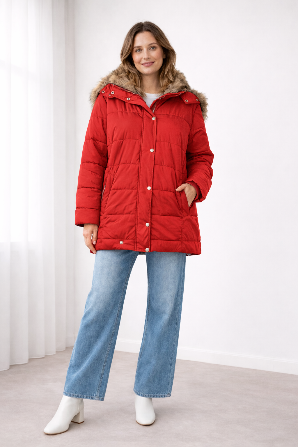 Quilted Jacket | Oversized Hooded Snap-Button Jacket