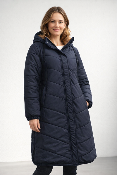 Quilted Coat | Long Hooded Winter Coat