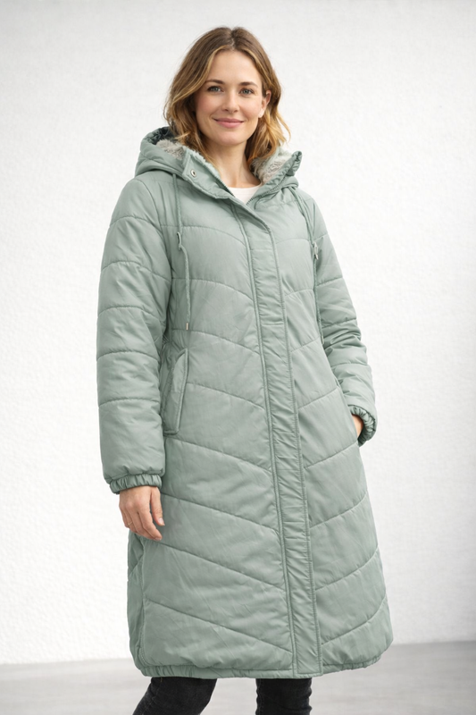 Quilted Coat | Long Hooded Winter Coat
