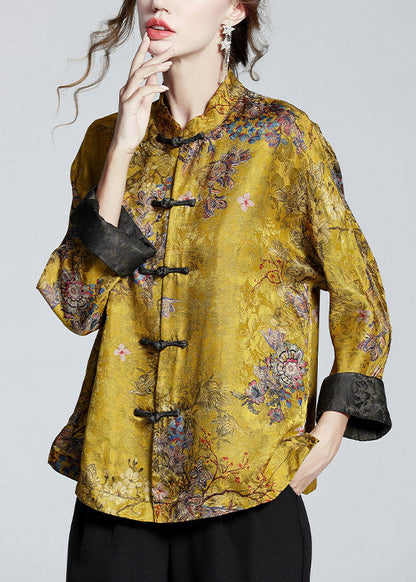 Women's Coat | Printed Silk-Blend Stand-Collar Coat