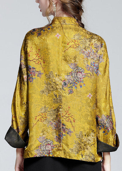 Women's Coat | Printed Silk-Blend Stand-Collar Coat