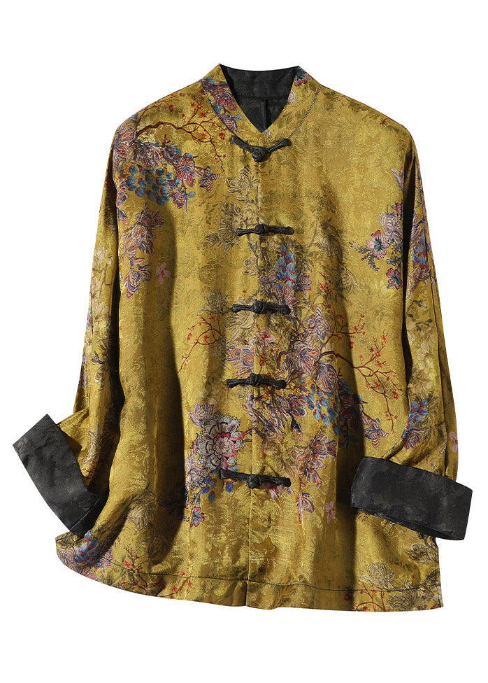 Women's Coat | Printed Silk-Blend Stand-Collar Coat