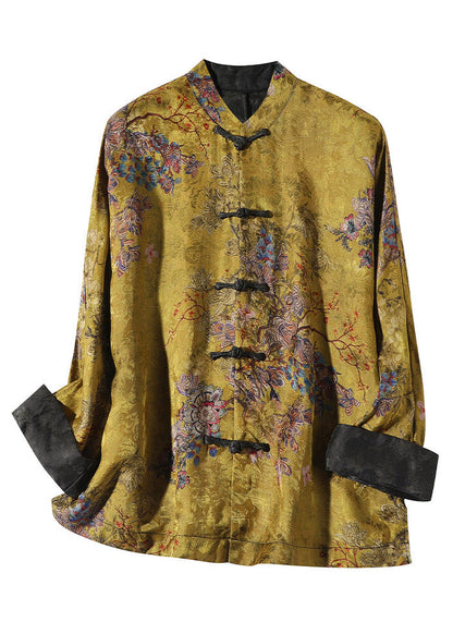 Women's Coat | Printed Silk-Blend Stand-Collar Coat