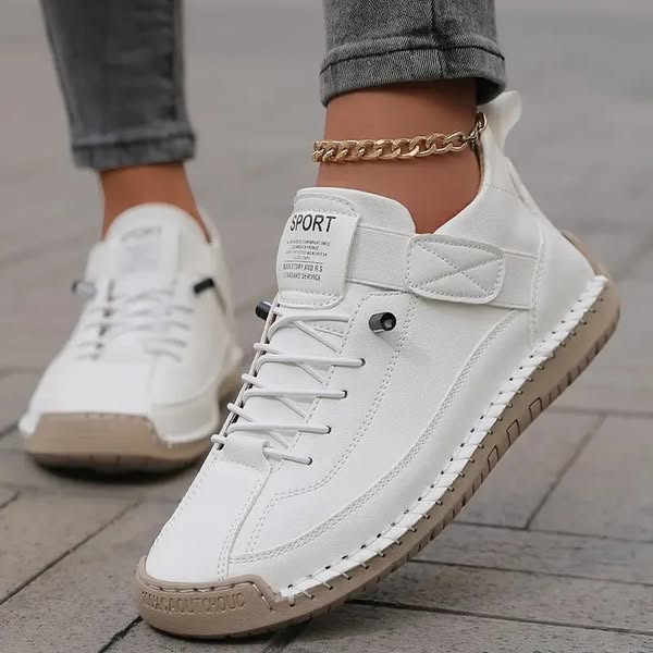 Orthopedic Sneakers | Textured Lace-Up Cushioned Sneakers