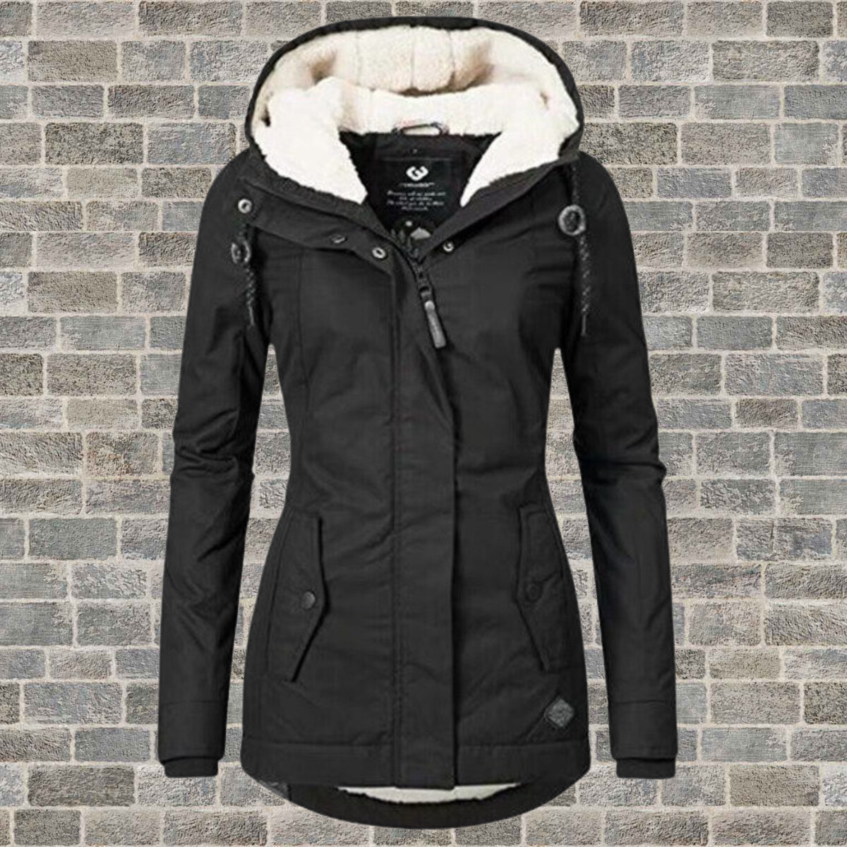 Women's Cotton Coat | Pleated Hooded Teddy-Lined Coat