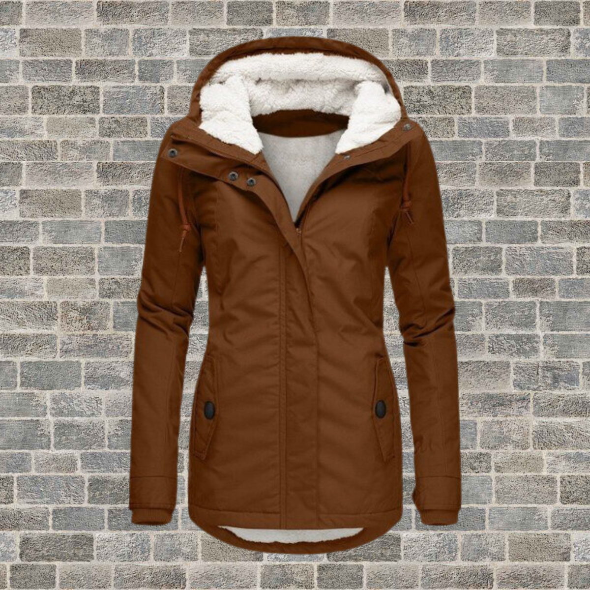 Women's Cotton Coat | Pleated Hooded Teddy-Lined Coat