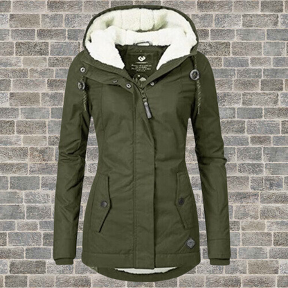 Women's Cotton Coat | Pleated Hooded Teddy-Lined Coat