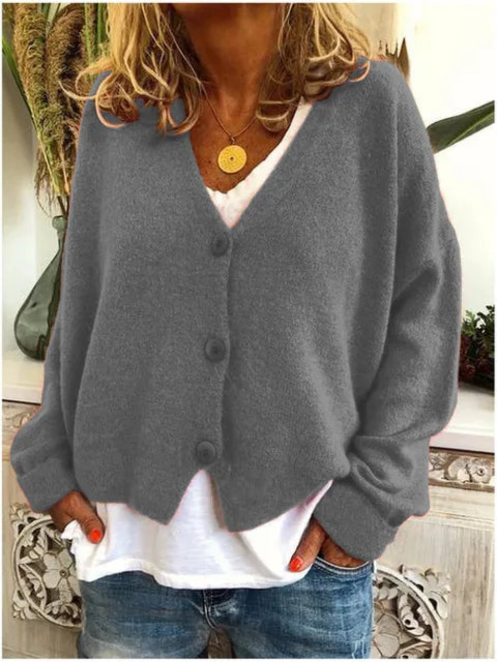 Cotton Cardigan | V-Neck Button-Front Knit