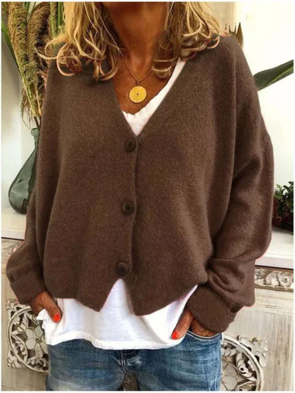 Cotton Cardigan | V-Neck Button-Front Knit