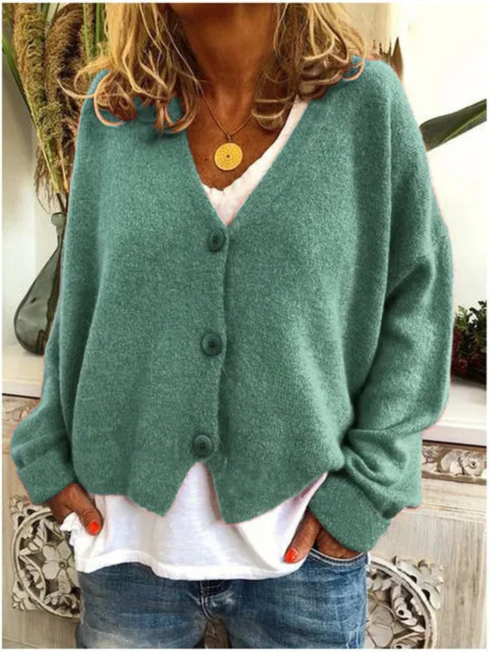 Cotton Cardigan | V-Neck Button-Front Knit