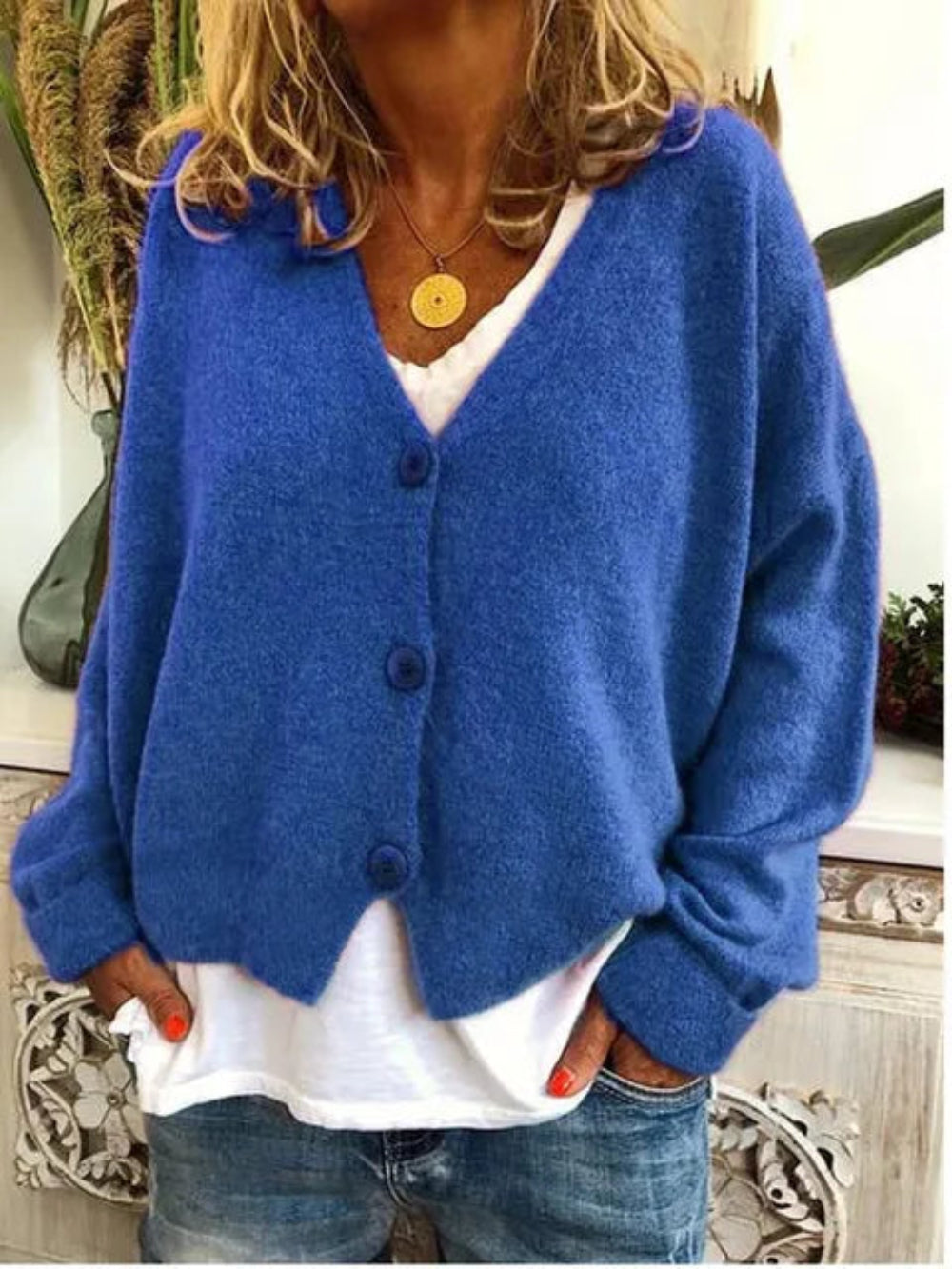 Cotton Cardigan | V-Neck Button-Front Knit