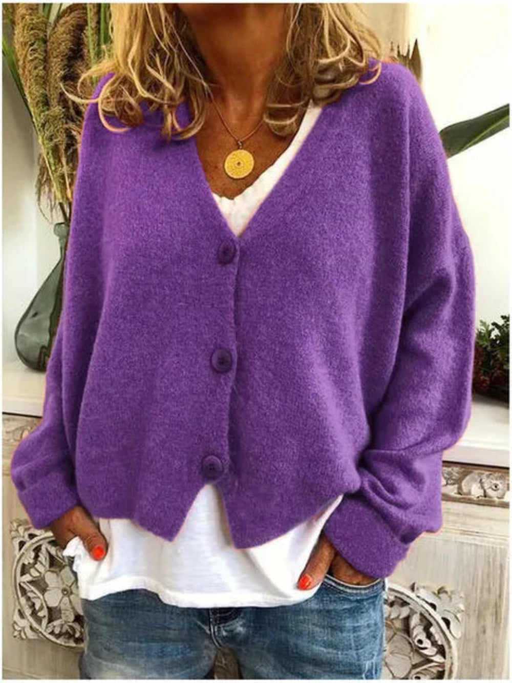 Cotton Cardigan | V-Neck Button-Front Knit