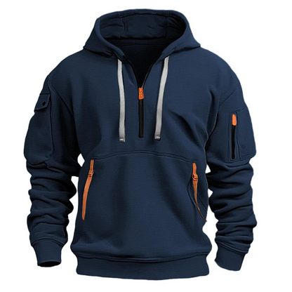 Men's zip-pocket casual hoodie