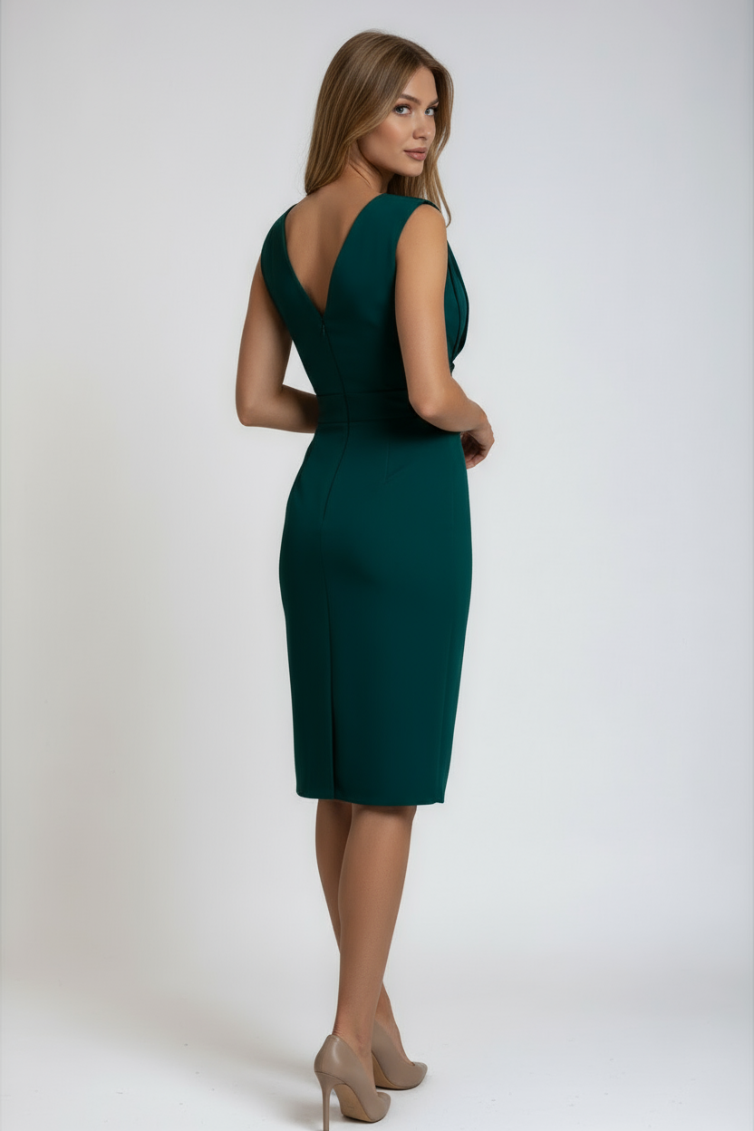 Satin Graduation Dress | V-Neck Midi with Front Slit