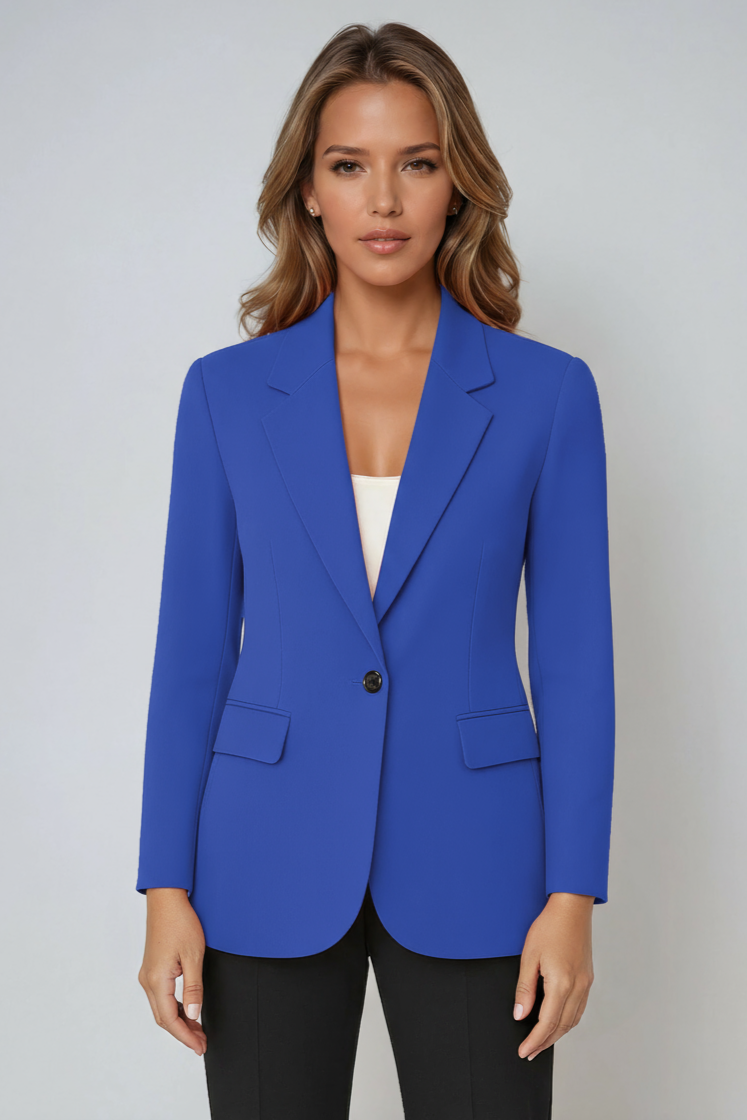 Linen Tailored Blazer | Elegant Single-Button Jacket
