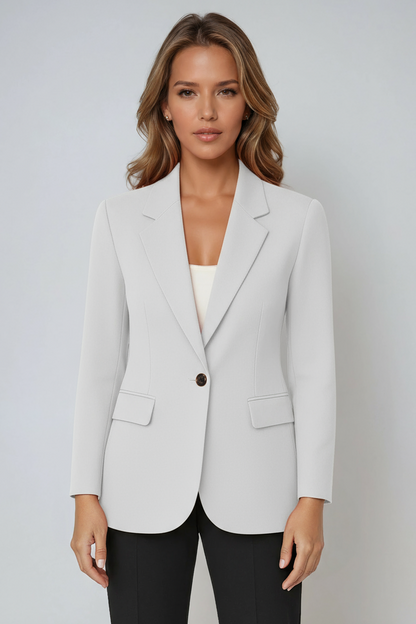 Linen Tailored Blazer | Elegant Single-Button Jacket