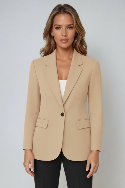 Women's linen tailored blazer with lapel collar