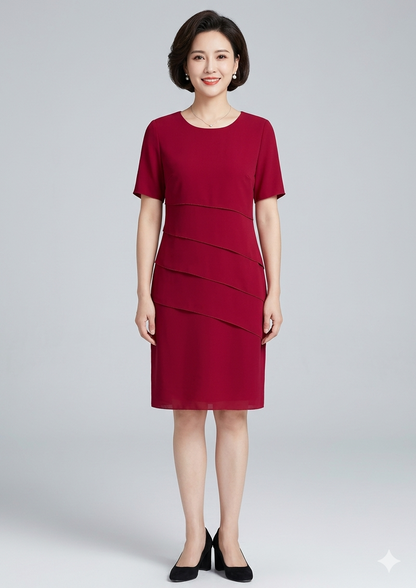 Women's Dress | Chiffon Tiered Short-Sleeve Dress