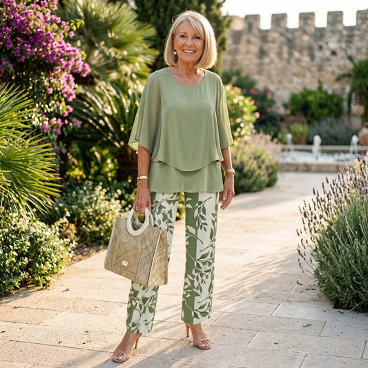 Two-Piece Set | Sophisticated Linen Top & Trousers