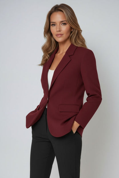 Linen Tailored Blazer | Elegant Single-Button Jacket