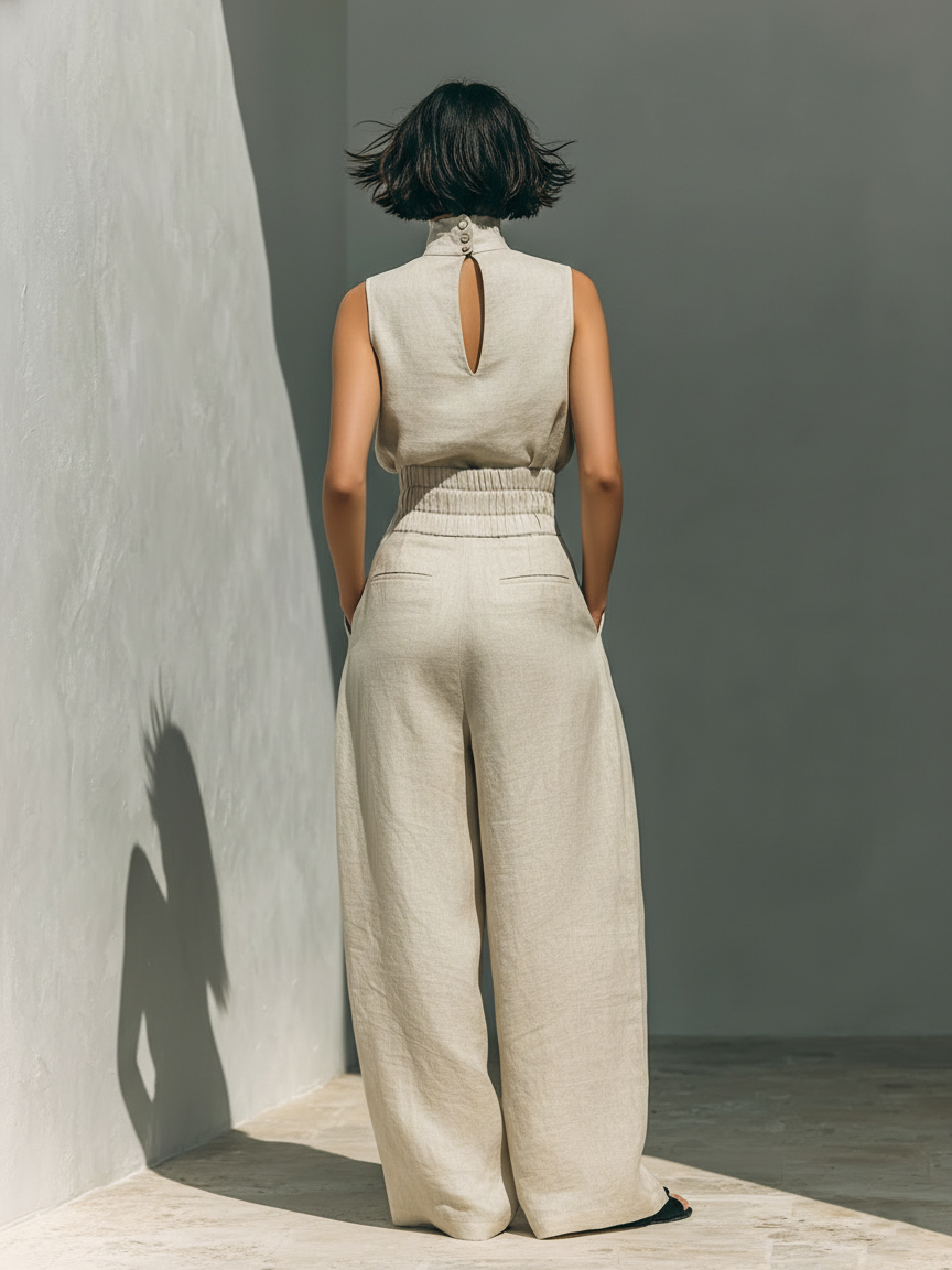 Women's Set | Sleeveless Top & Wide-Leg Trousers Set