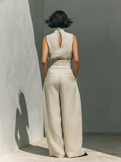 Women's Set | Sleeveless Top & Wide-Leg Trousers Set