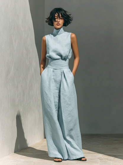 Women's Set | Sleeveless Top & Wide-Leg Trousers Set