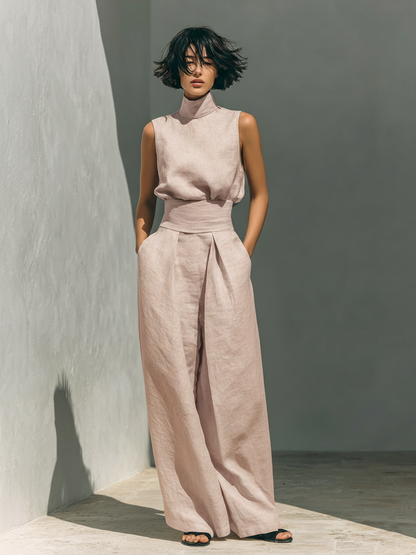 Women's Set | Sleeveless Top & Wide-Leg Trousers Set