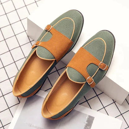 Men's elegant leather loafers in green