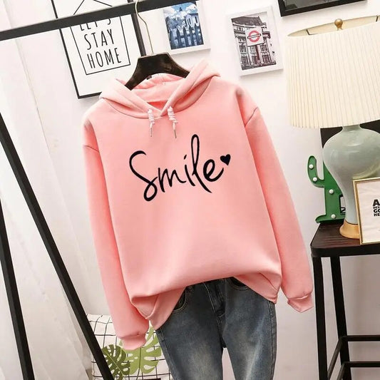 Hoodie | Smiley Print Relaxed Hooded Sweatshirt