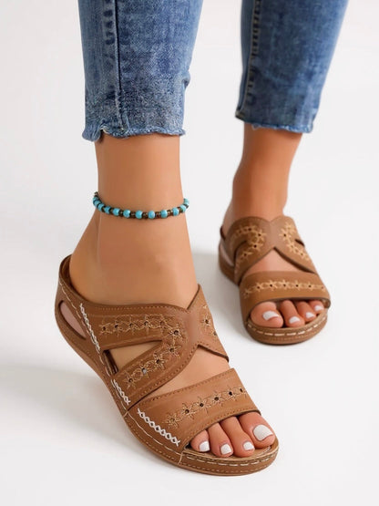 Women's Slide Sandals | Embroidered Slip-On Sandals