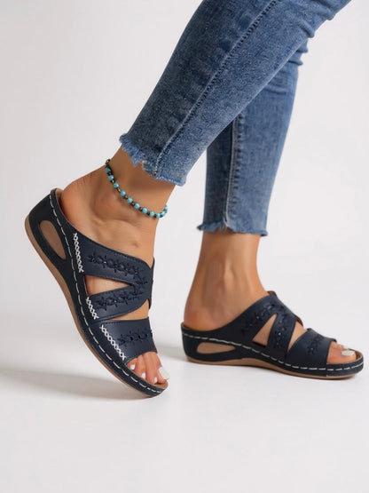 Women's Slide Sandals | Embroidered Slip-On Sandals