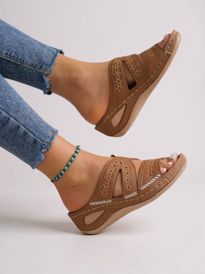 Women's Slide Sandals | Embroidered Slip-On Sandals