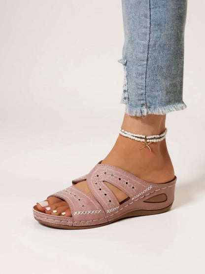 Women's Slide Sandals | Embroidered Slip-On Sandals